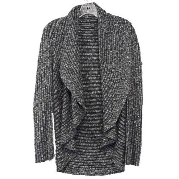Inc International Concepts Womens Cardigan Black Silver Metallic Open Shawl Neck - Picture 1 of 6
